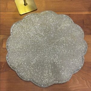 Elegant Silver Beaded Placemat